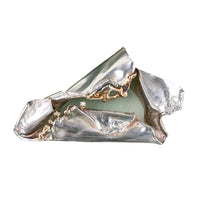 Carolista Baum Outer Banks Brutalist Sterling, Gold, Diamond, Sea Glass Brooch