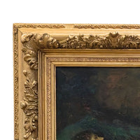 Antique Ornate Gilt Frame (43x53) with Vintage Canvas Art "Tenderness"