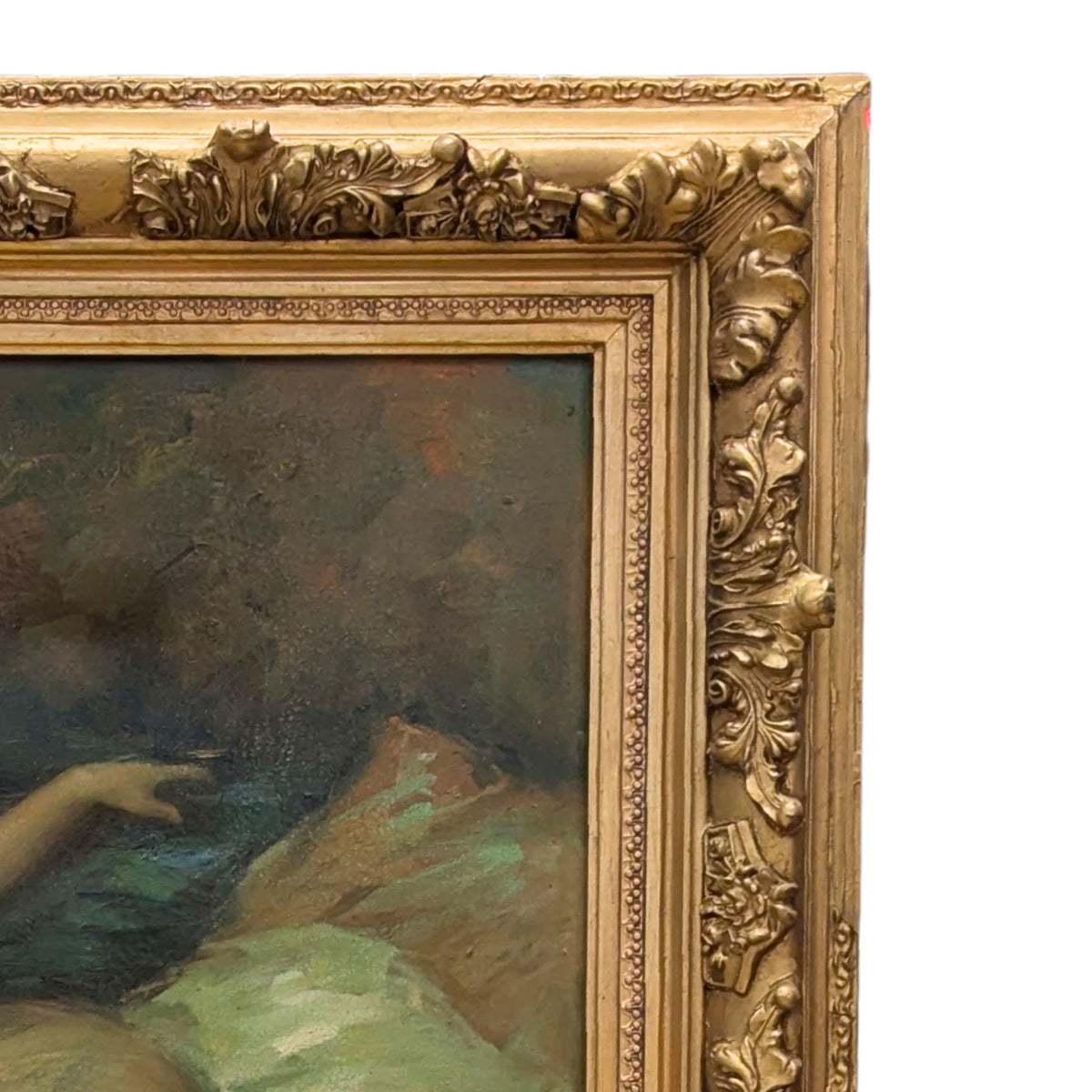 Antique Ornate Gilt Frame (43x53) with Vintage Canvas Art "Tenderness"