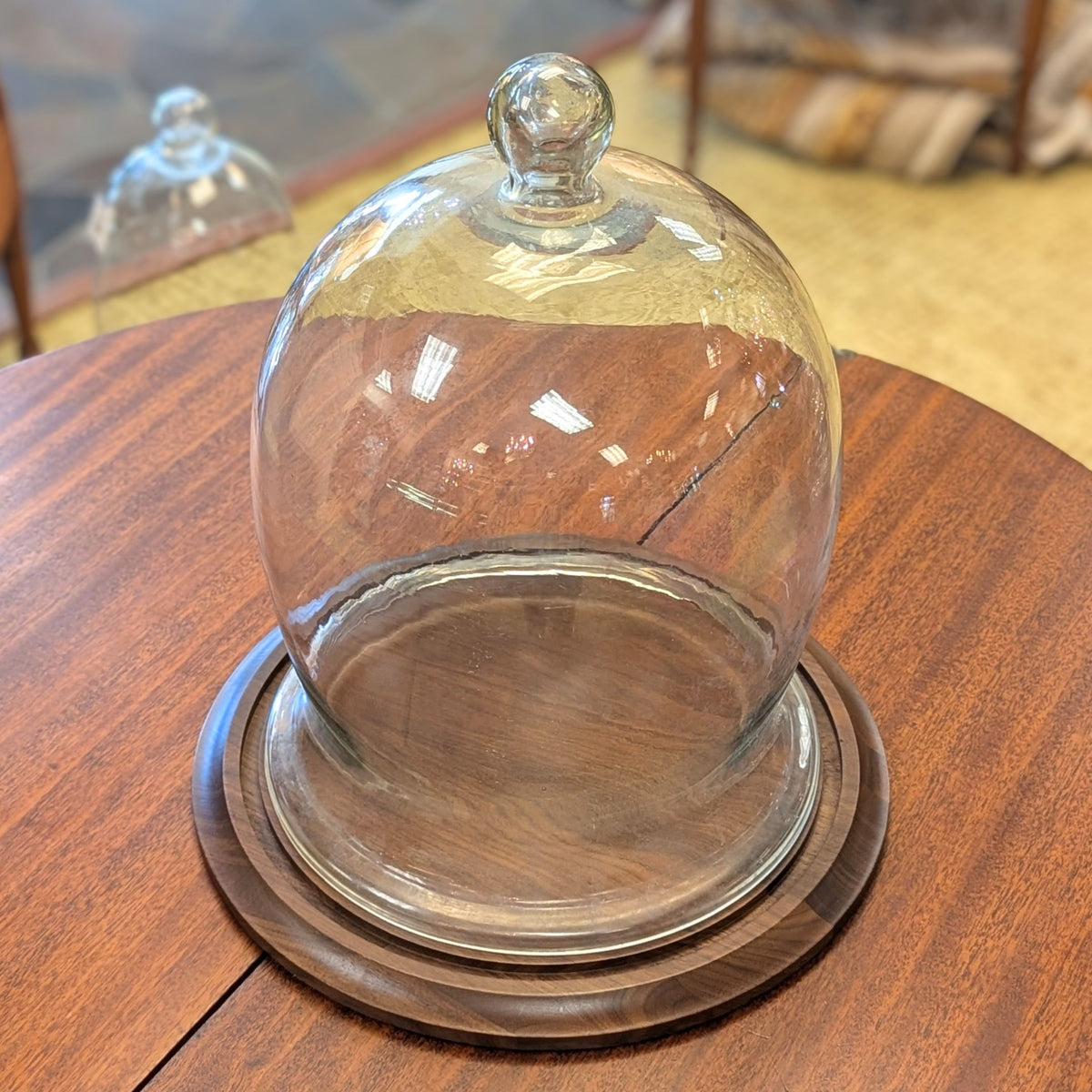Antique 15"  Hand Blown Glass Cloche / Bell Jar Dome