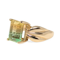 10K Gold Natural Bi-Color Yellow & Green Tourmaline Ring - Size 7.75