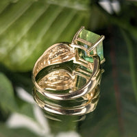 10K Gold Natural Bi-Color Yellow & Green Tourmaline Ring - Size 7.75