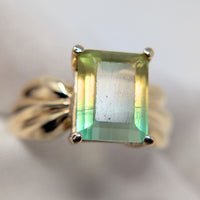 10K Gold Natural Bi-Color Yellow & Green Tourmaline Ring - Size 7.75