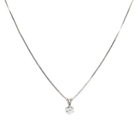14K White Gold 1ct Round Natural Diamond Solitaire Pendant Necklace, 18"