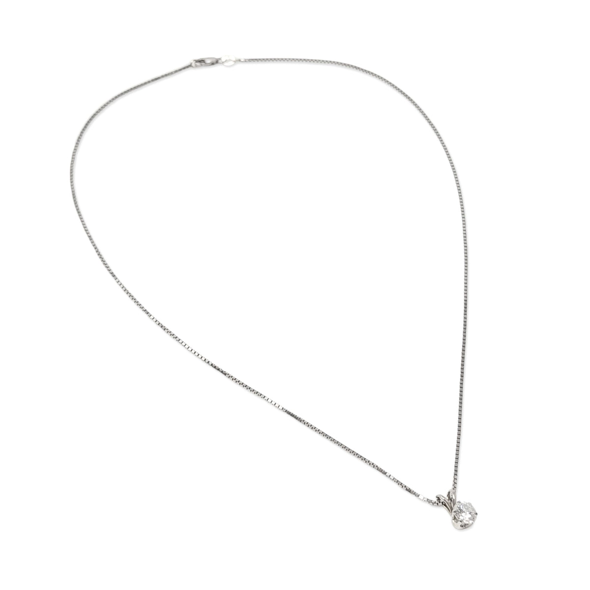 14K White Gold 1ct Round Natural Diamond Solitaire Pendant Necklace, 18"