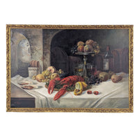 Vintage Lobster Still Life Oil Painting on Canvas, E. Tygör (33" x 23.75")