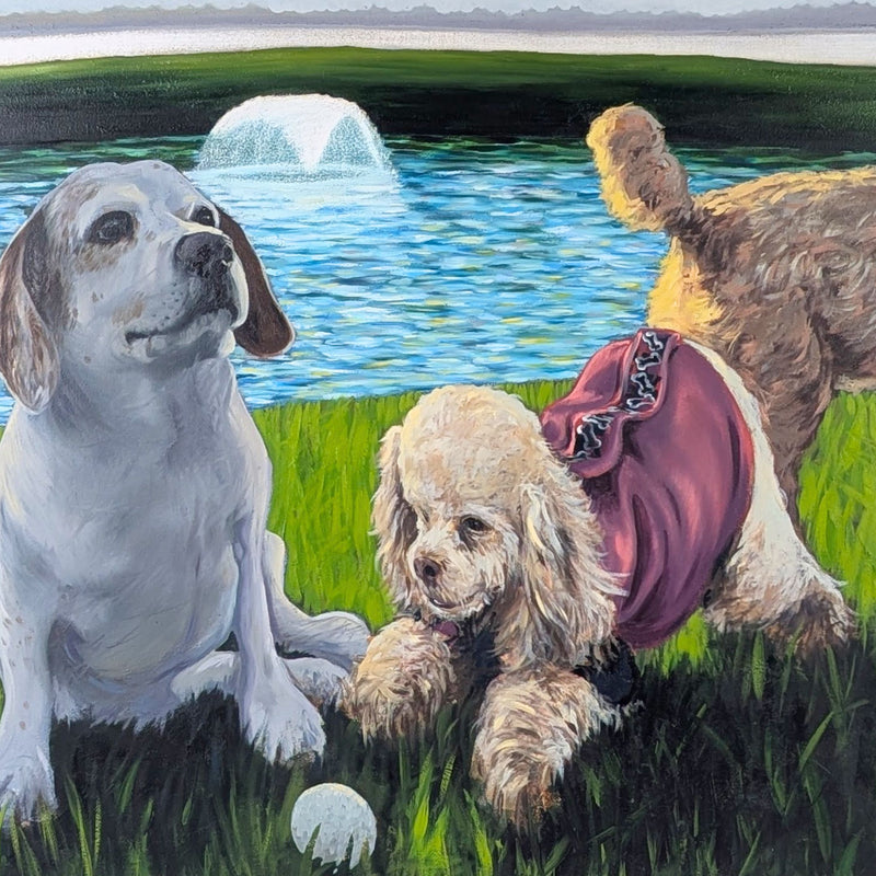 Matt Lively Original Signed Pet Portrait Oil Painting - 3 Dogs (24" x 36")