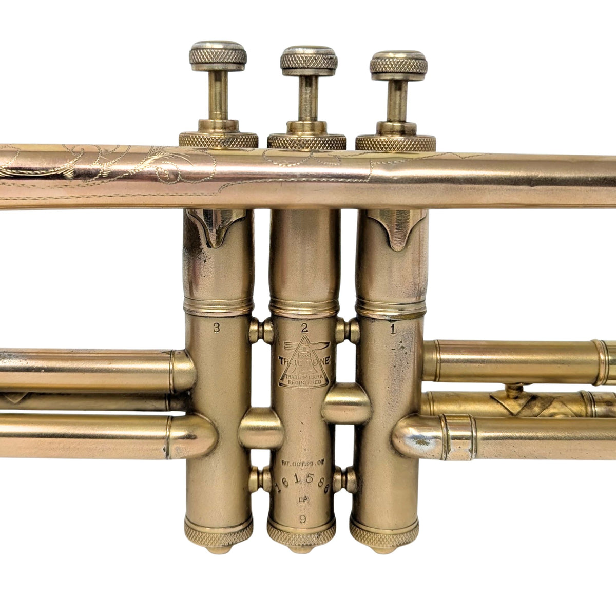 Antique 1924 Buescher True Tone Model 9 Bb LP Trumpet Kit - Hand Engraved w/ Case
