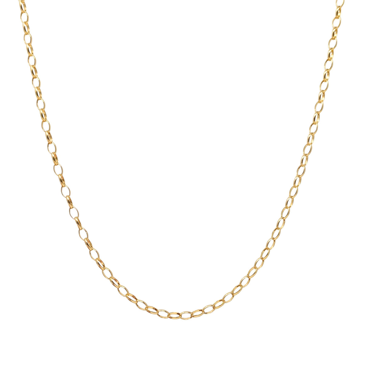 Vintage Aurafin Italy 14K Yellow Gold Oval Rolo Link Chain Necklace, 22”