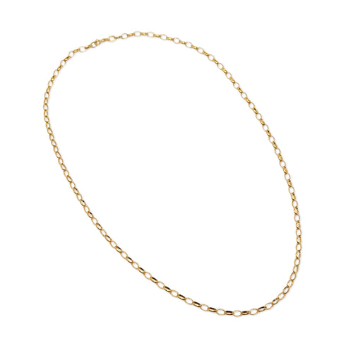 Vintage Aurafin Italy 14K Yellow Gold Oval Rolo Link Chain Necklace, 22”