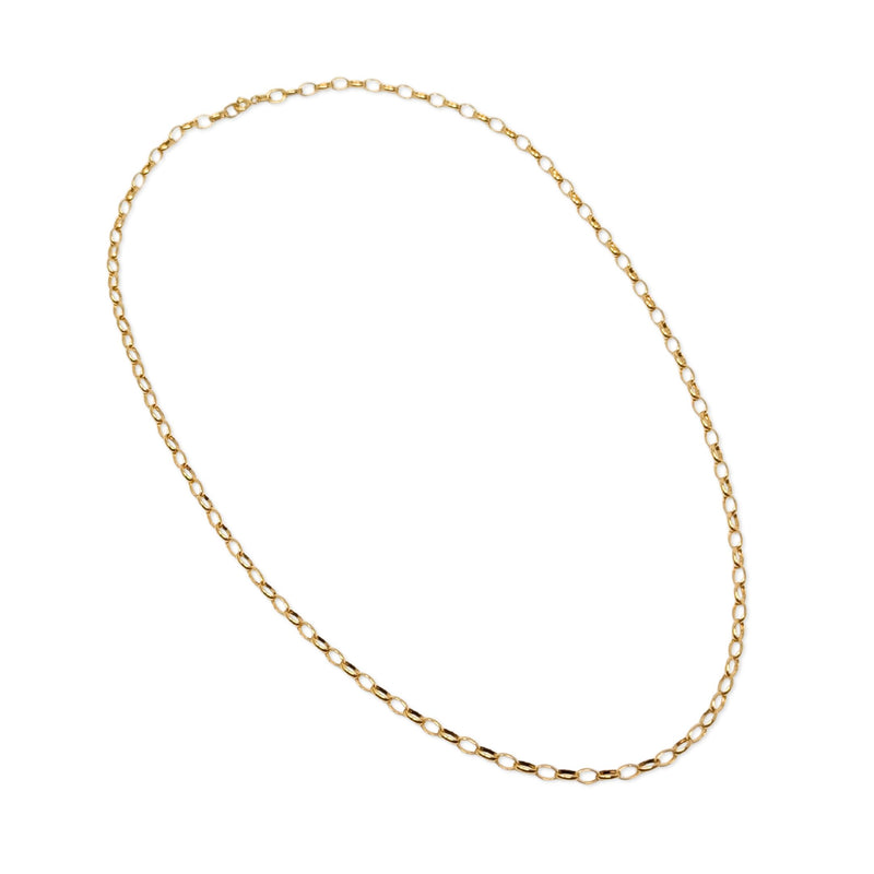 Vintage Aurafin Italy 14K Yellow Gold Oval Rolo Link Chain Necklace, 22”