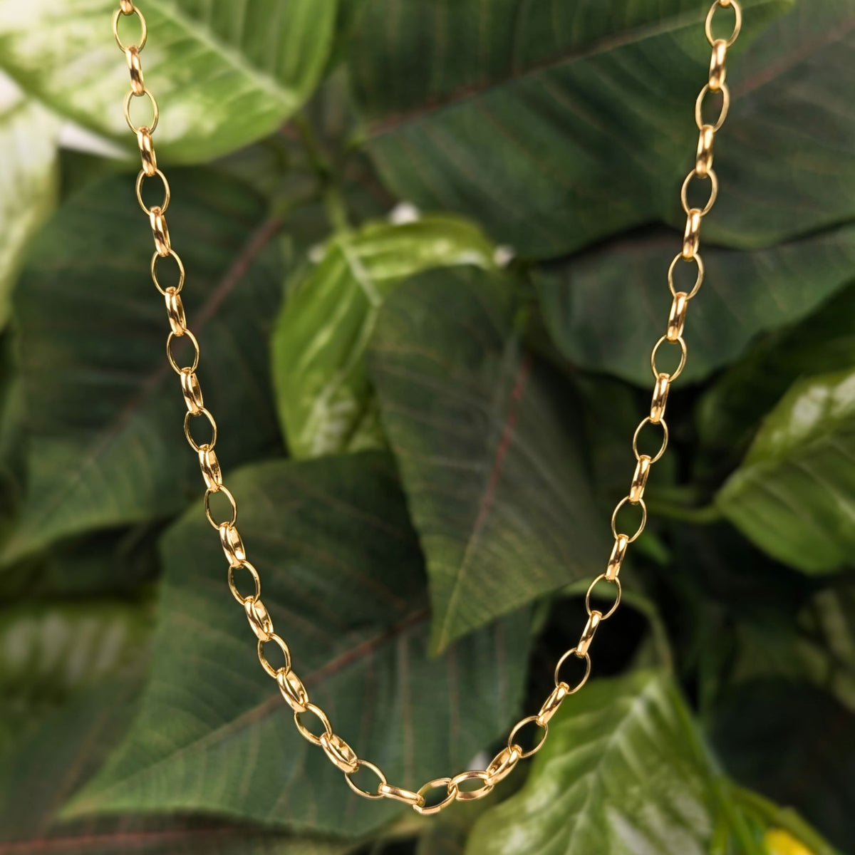 Vintage Aurafin Italy 14K Yellow Gold Oval Rolo Link Chain Necklace, 22”