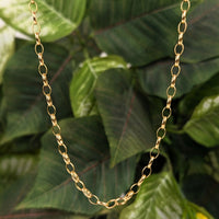 Vintage Aurafin Italy 14K Yellow Gold Oval Rolo Link Chain Necklace, 22”
