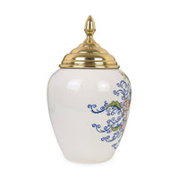 Royal Goedewaagen Delft Williamsburg VA Polychrome Tobacco Jar w/ Brass Lid