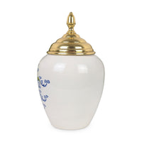 Royal Goedewaagen Delft Williamsburg VA Polychrome Tobacco Jar w/ Brass Lid