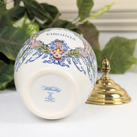 Royal Goedewaagen Delft Williamsburg VA Polychrome Tobacco Jar w/ Brass Lid
