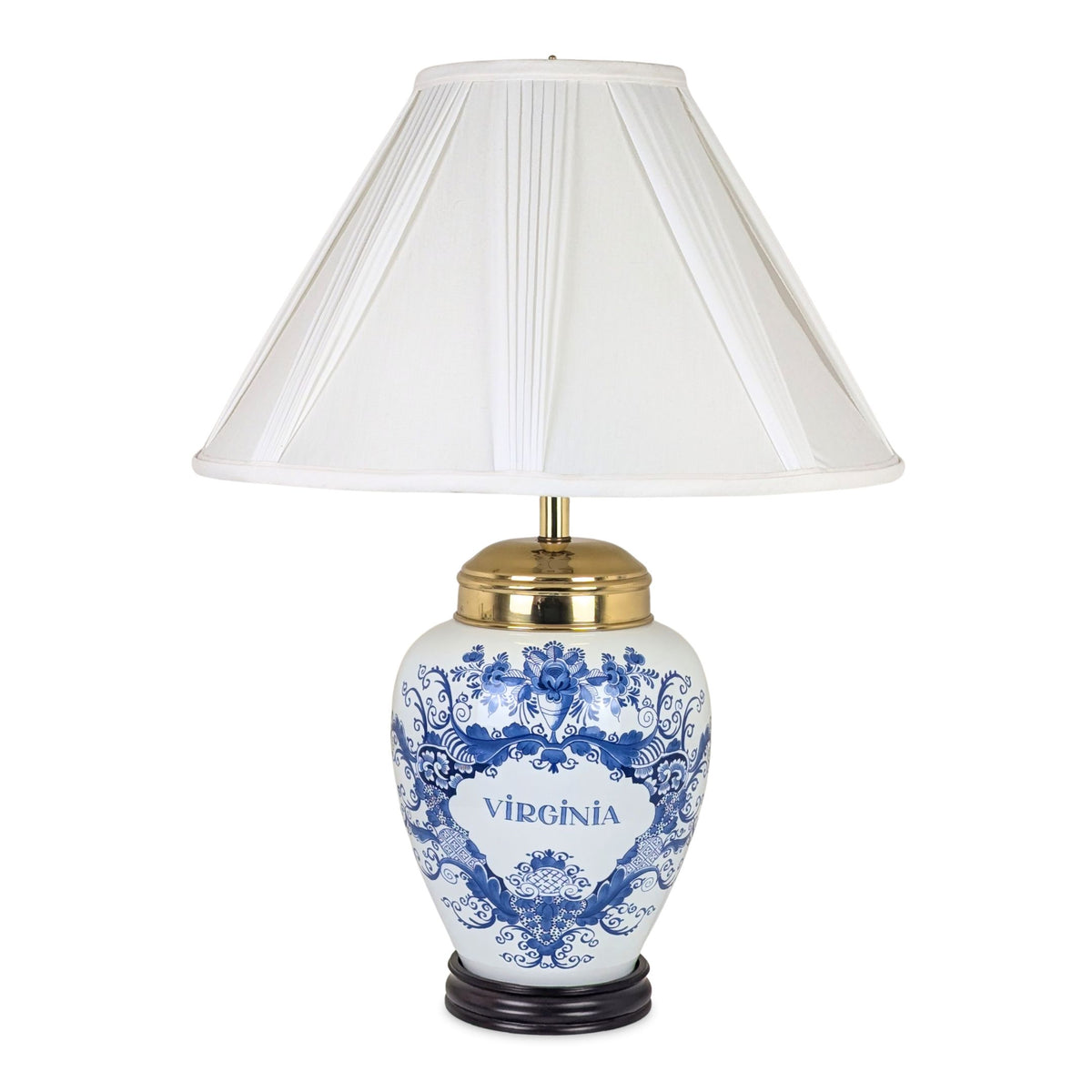 Vintage Colonial Williamsburg Delft  "Virginia" Tobacco Jar Lamp, 27"