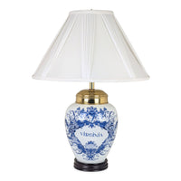 Vintage Colonial Williamsburg Delft  "Virginia" Tobacco Jar Lamp, 27"