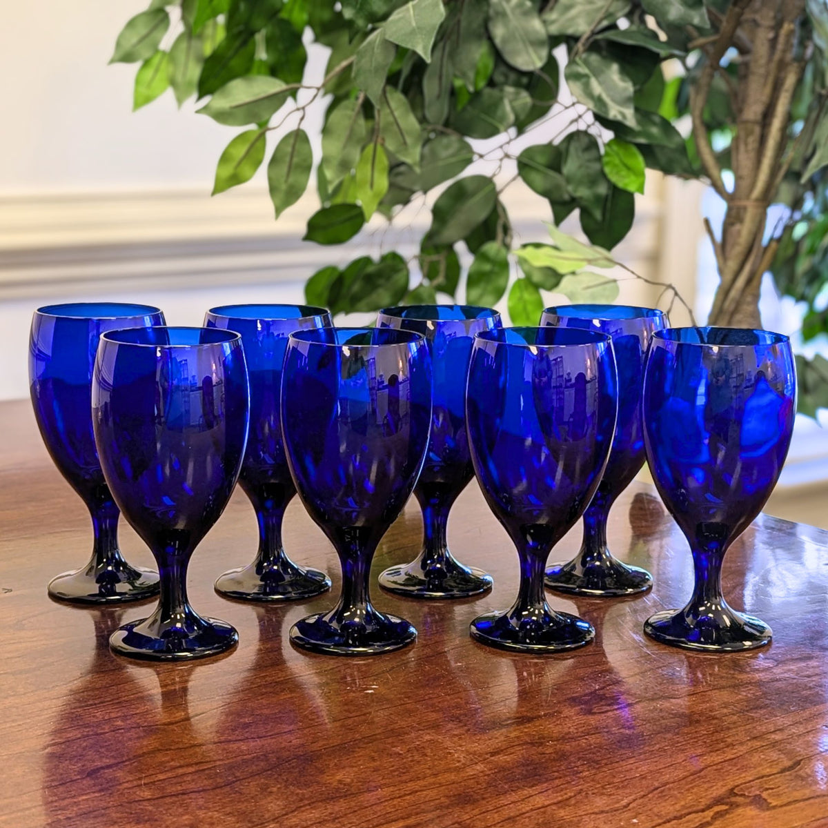 Vintage Libbey "Premiere Cobalt" Blue 16oz Goblets (8), Colonial Williamsburg