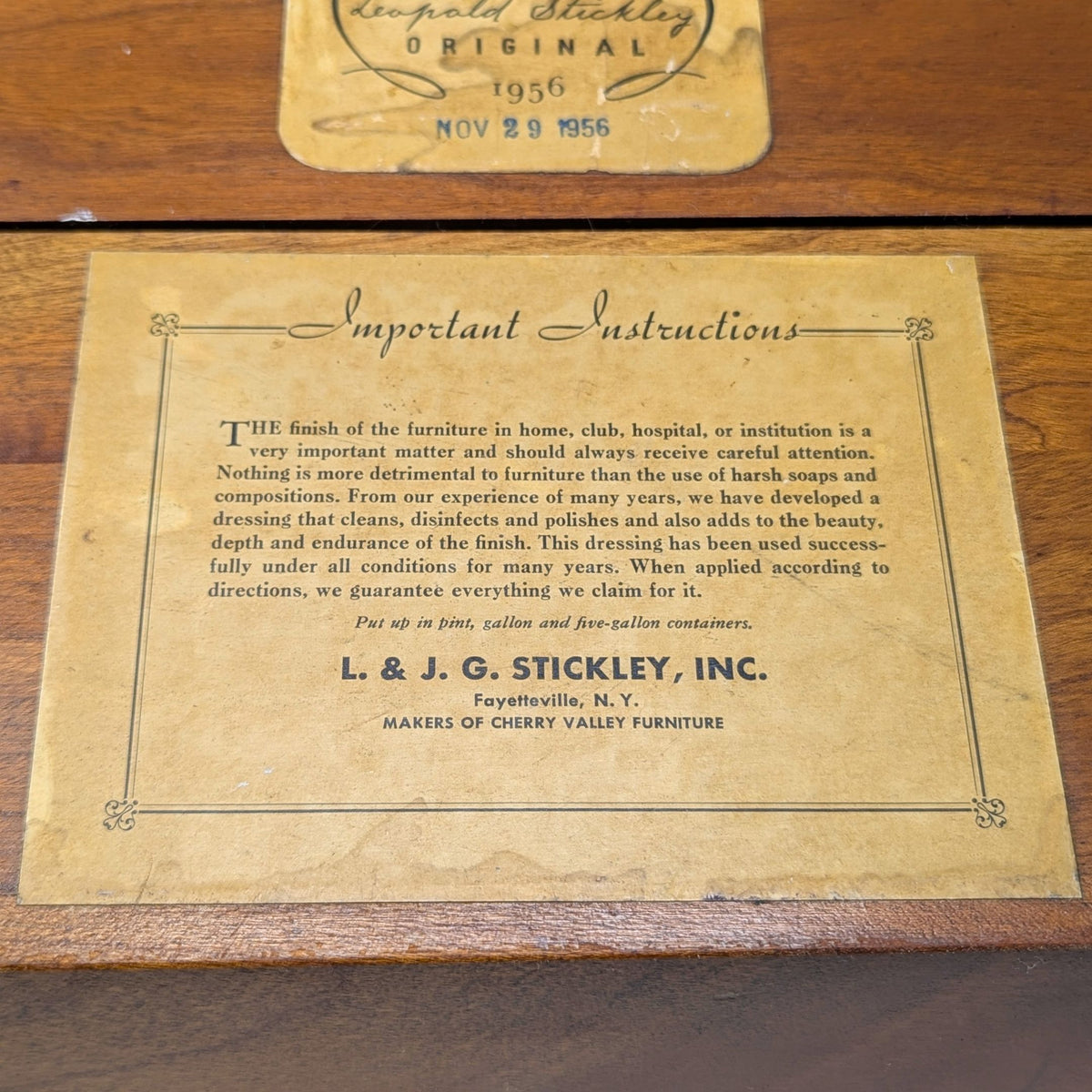 Vintage 1956 Leopold Stickley Cherry Wood Desk Caddy/Organizer, Dated