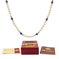 Majorica Pearl & Lapis Lazuli Necklace, 19.75", Sterling Clasp - With Box