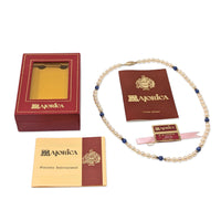 Majorica Pearl & Lapis Lazuli Necklace, 19.75", Sterling Clasp - With Box
