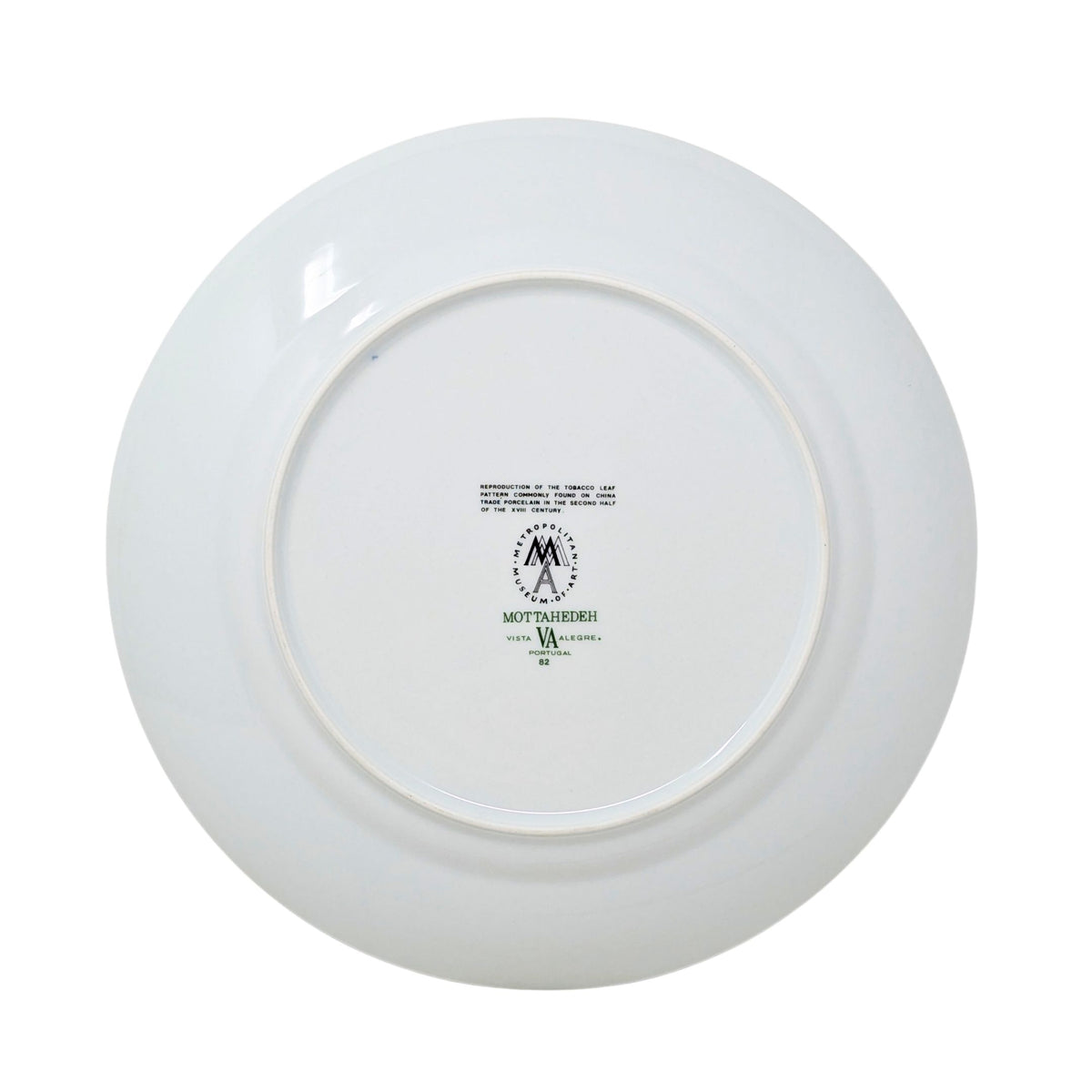 Mottahedeh x MMA Tobacco Leaf 10 7/8" Dinner Plate, Vista Alegre Portugal, 1982