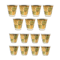 Georges Briard 15pc "Golden Celeste" MCM Barware Set - Rocks & Tumbler Glasses