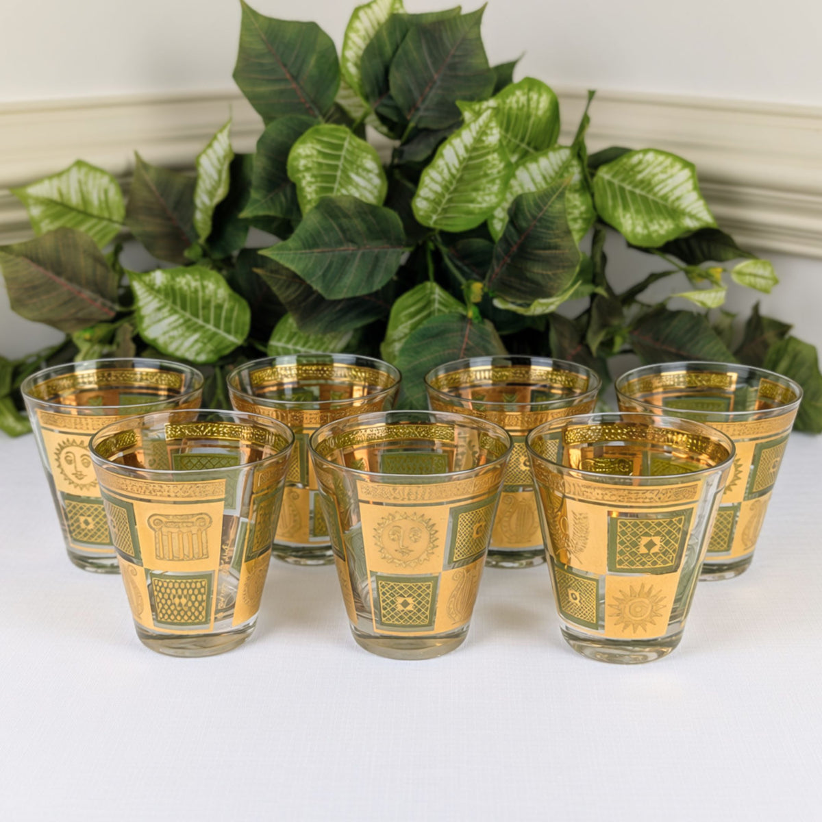 Georges Briard 15pc "Golden Celeste" MCM Barware Set - Rocks & Tumbler Glasses
