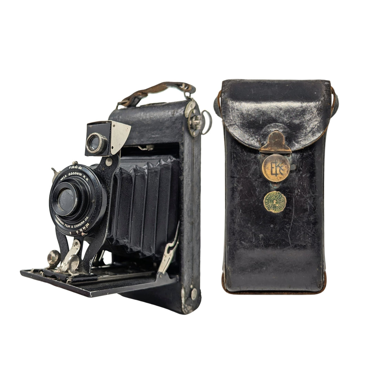 Antique 1915 Goodwin 1A Folding Camera in Kodak Case Whittier College Seal
