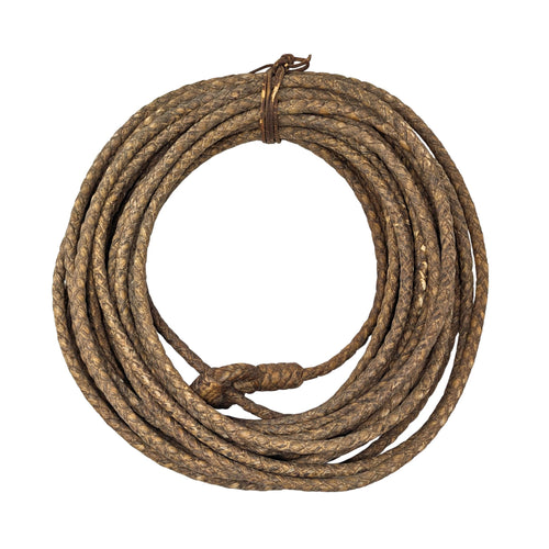Authentic Antique 70ft Braided Rawhide Reata (Riata) W/ Bovine Horn Hondo
