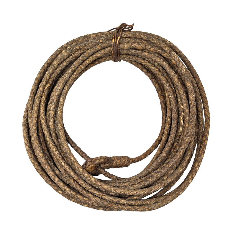 Authentic Antique 70ft Braided Rawhide Reata (Riata) W/ Bovine Horn Hondo