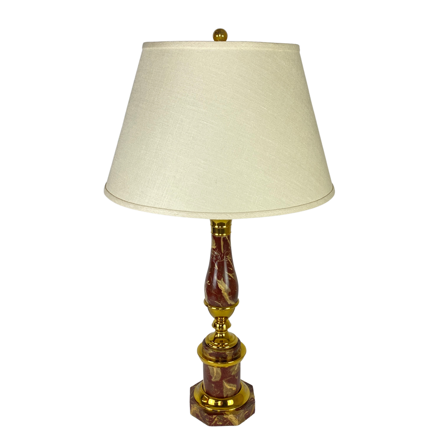 Vintage Faux Marble & Brass Table Lamp
