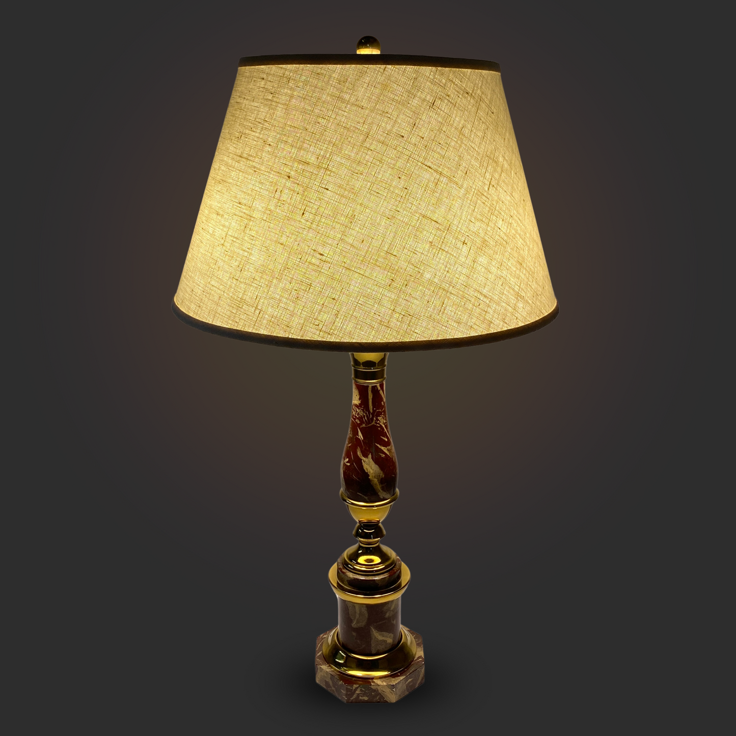 Vintage Faux Marble & Brass Table Lamp