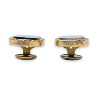 Antique Black Agate Gold Filled Cuff Links, ca. 1880