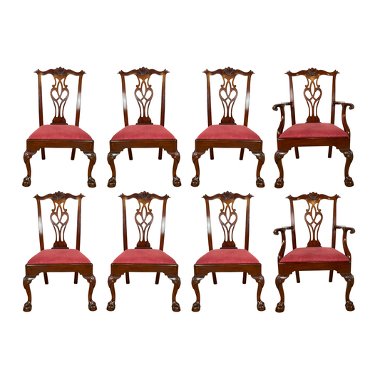Henkel Harris 1992 #1125/112A Mahogany Claw Foot Dining Chairs (8)