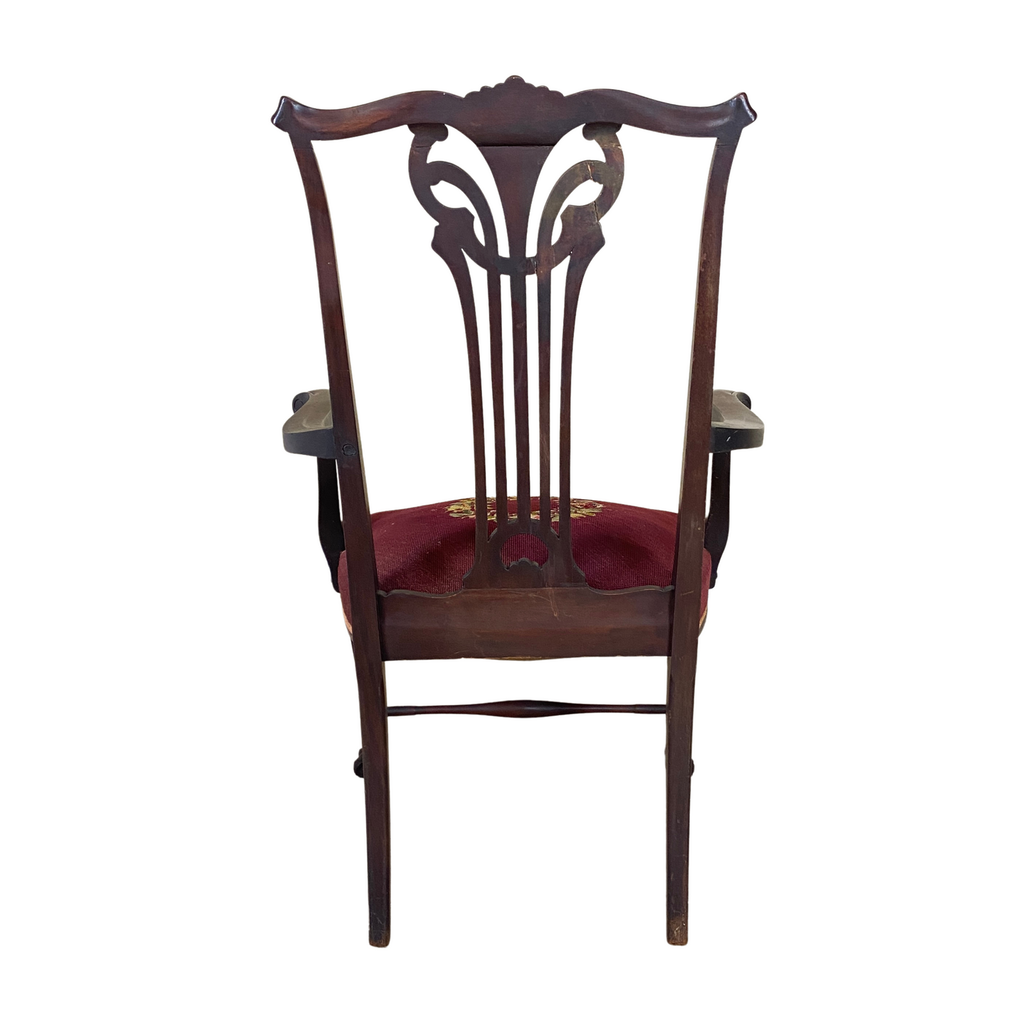 Antique Chippendale Mahogany Needlepoint Armchair