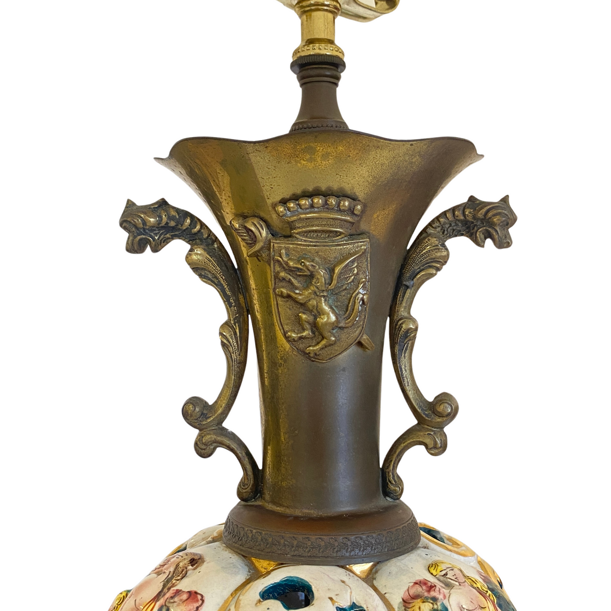 Ardalt Capodimonte Brass & Hand Painted Porcelain Lamp