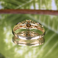 10K Gold Garnet & Diamond Ring - Size 6 3/4