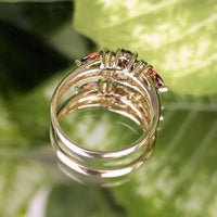 10K Gold Garnet & Diamond Ring - Size 6 3/4