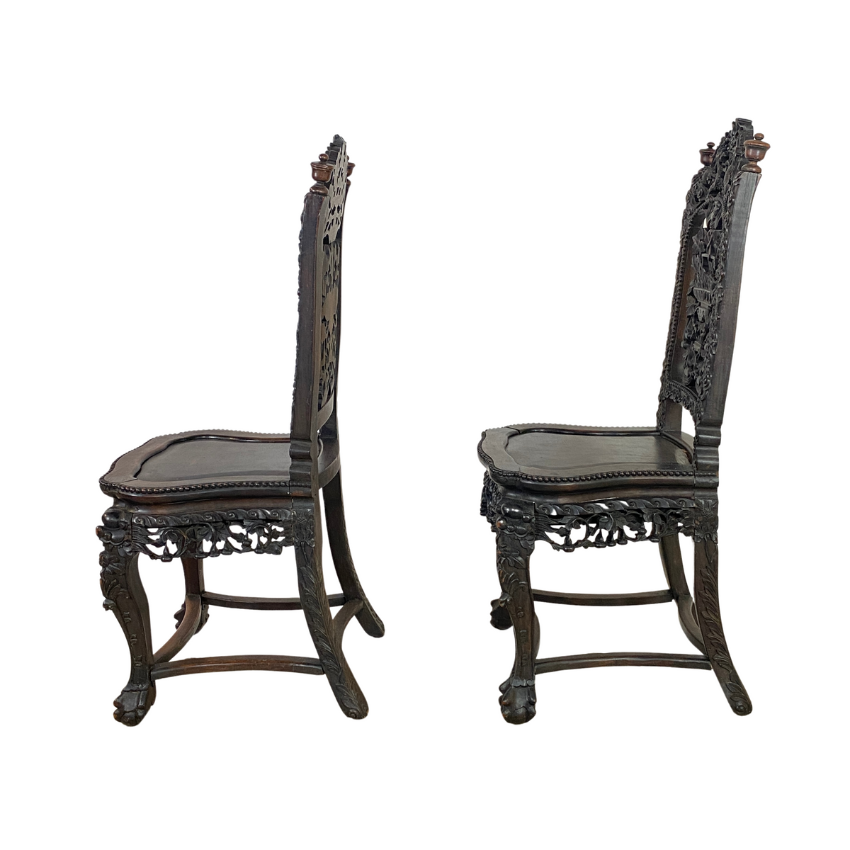 Antique Chinese Dragon Carved Rosewood Chairs (Pair)