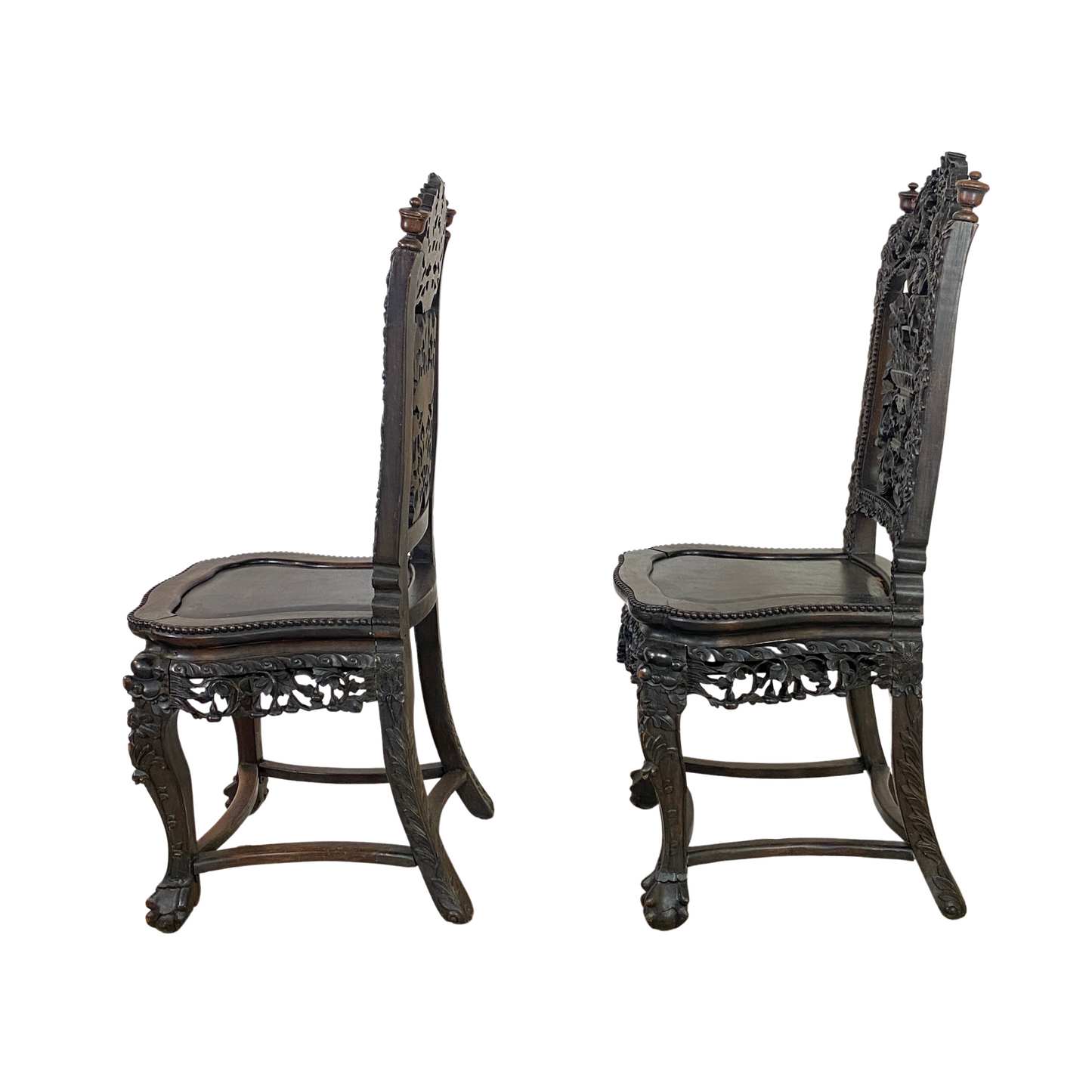 Antique Chinese Dragon Carved Rosewood Chairs (Pair)