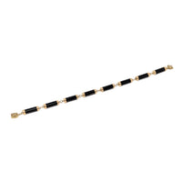 14K Gold & Black Onyx 7" Bar Link Bracelet