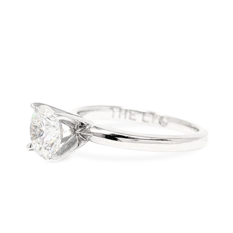 Leo Schachter 1.0ct 14K/Platinum Natural Diamond Solitaire Ring - Size 5