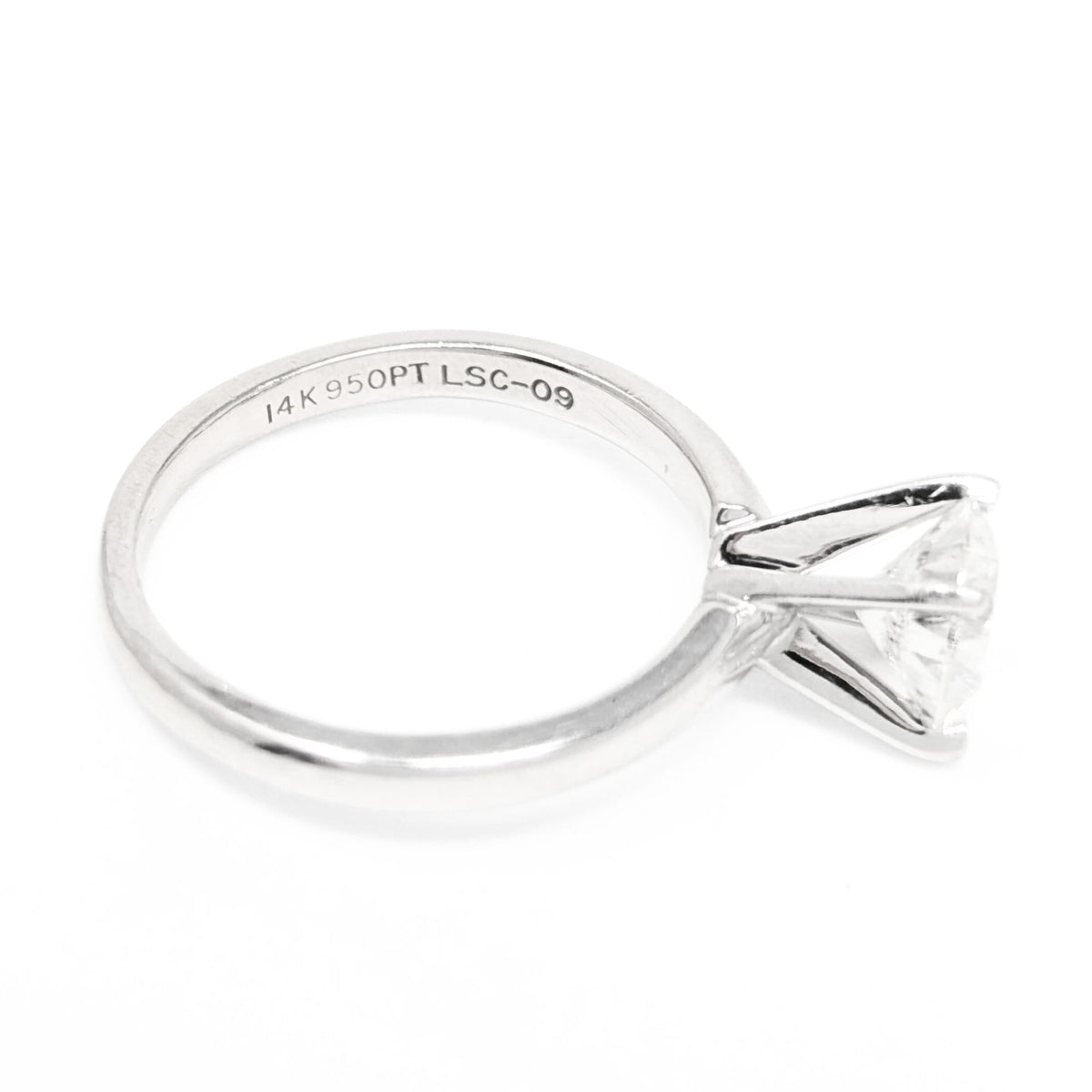 Leo Schachter 1.0ct 14K/Platinum Natural Diamond Solitaire Ring - Size 5