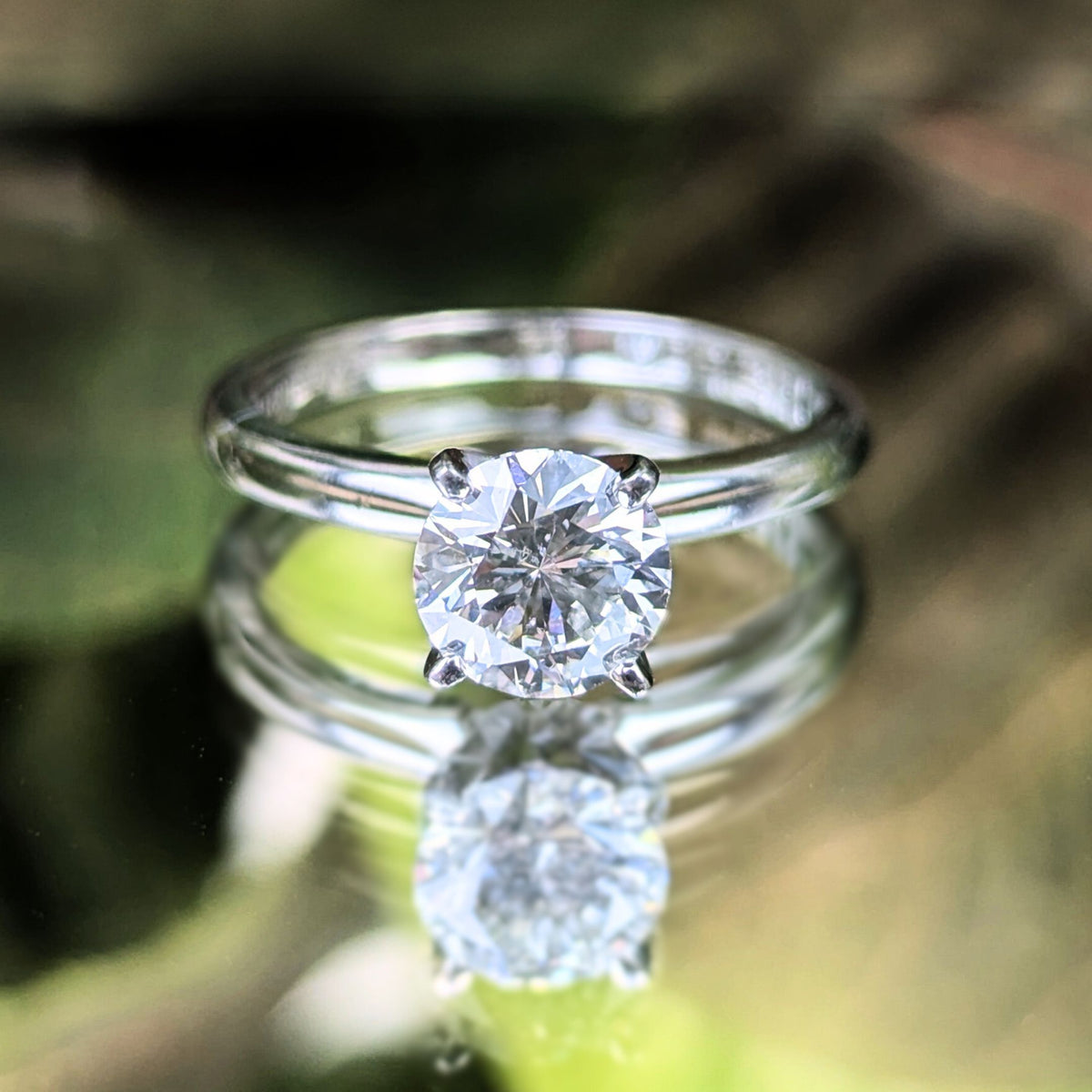 Leo Schachter 1.0ct 14K/Platinum Natural Diamond Solitaire Ring - Size 5