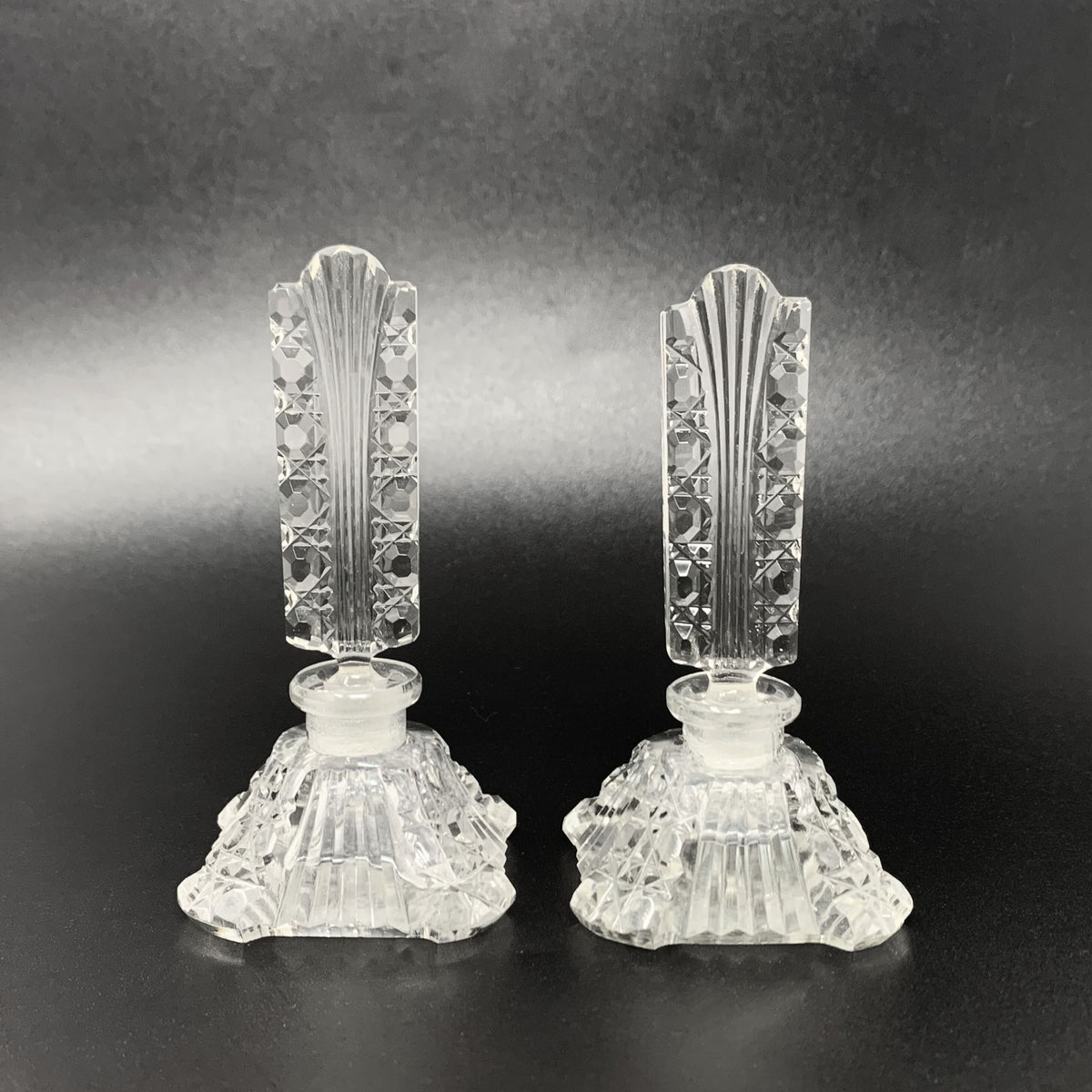 Vintage Czech Perfume Crystal Bottles (Pair)