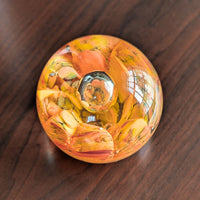 Vintage Murano Italy Art Glass Controlled Bubble Orange Flower Paperweight