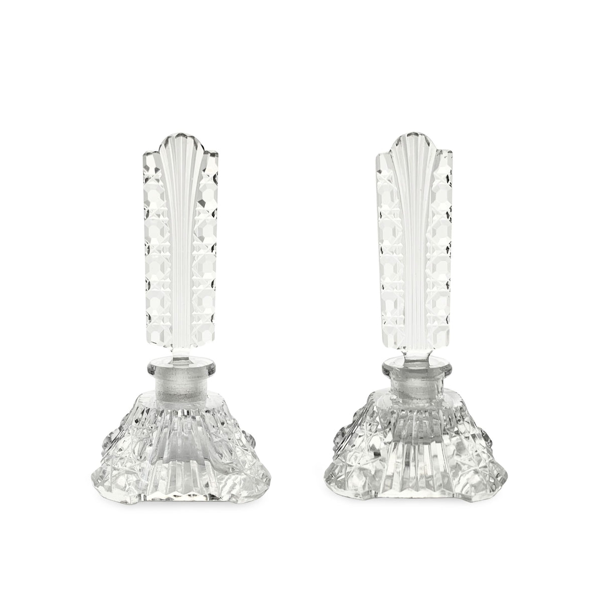 Vintage Czech Perfume Crystal Bottles (Pair)