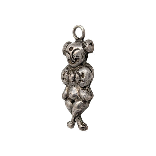 Antique Chinese Mechanical Fertility Pendant, 62% Silver, 1.5” 4.6g Trick Amulet